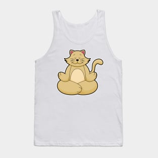 Cat at Yoga Stretching exercise in Cross legged Tank Top